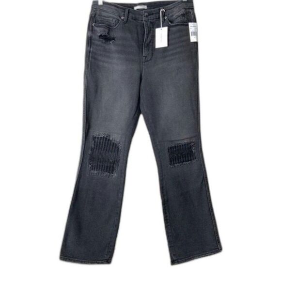 Good American Jeans Size 14 Black Good Curve Distressed Patch - Picture 1 of 9
